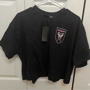NWT Miami FC MLS Women’s Black Cropped T-shirt Size XL